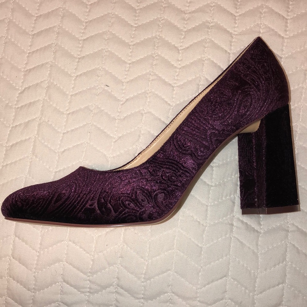 Purple velvet heels